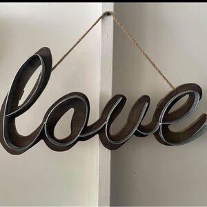 Metal and Wood hanging love sign